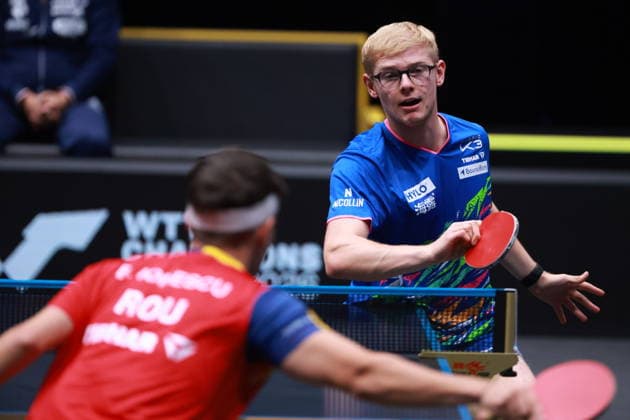 2026 WTT Europe Smash - Sweden - Main Draw - 12 August 2026 - Day 3 Felix Lebrun of France competes against Eduard Ionescu of Romania during the Men s Singles Round of 64 at the 2026 Europe Smash at the Malmo Arena in Malmo, Sweden, on August 11, 2026. Malmo Sweden  Copyright: xRemyxGrosx originalFilename:gros-europesm260812_npdkd.jpg