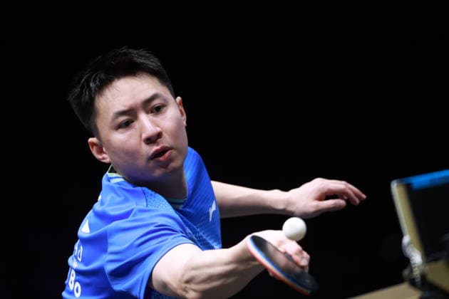 2026 WTT Europe Smash - Sweden - Main Draw - 12 August 2026 - Day 3 Fang Bo of Kazakhstan competes against Kanak Jha of the United States during the Men s Singles Round of 64 at the 2026 Europe Smash at the Malmo Arena in Malmo, Sweden, on August 11, 2026. Malmo Sweden  Copyright: xRemyxGrosx originalFilename:gros-europesm260812_np4GX.jpg