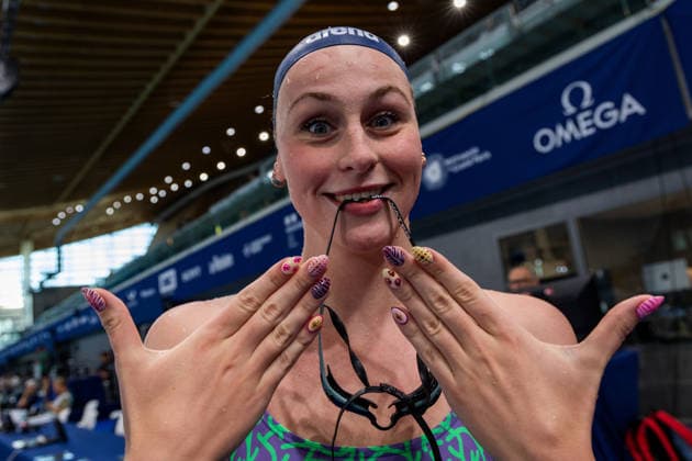SWIMMING - EAC 2026 PARIS,FRANCE,12.AUG.26 - SWIMMING - European Aquatics Championships Paris 2026, warm up. Image shows Iris Julia Berger (AUT).  GEPAxpictures xPhilippxBrem