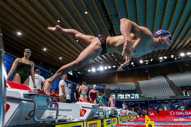 SWIMMING - EAC 2026 PARIS,FRANCE,12.AUG.26 - SWIMMING - European Aquatics Championships Paris 2026, warm up. Image shows Heiko Gigler (AUT).  GEPAxpictures xPhilippxBrem