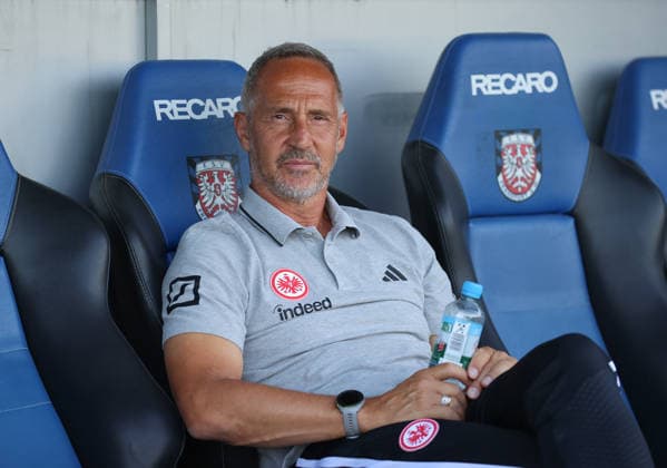 12.08.2026, Fussball Testspiel, FSV Frankfurt - Eintracht Frankfurt, v.l., Trainer Adi Hütter (Eintracht Frankfurt) DFL DFB REGULATIONS PROHIBIT ANY USE OF PHOTOGRAPHS AS IMAGE SEQUENCES AND OR QUASI-VIDEO. xdcx *** August 12, 2026, Soccer Friendly Match, FSV Frankfurt vs. Eintracht Frankfurt, from left, Coach Adi Hütter, Eintracht Frankfurt. DFL and DFB regulations prohibit any use of photographs as image sequences and or quasi-video. xdcx Copyright: HMBxMedia Claus