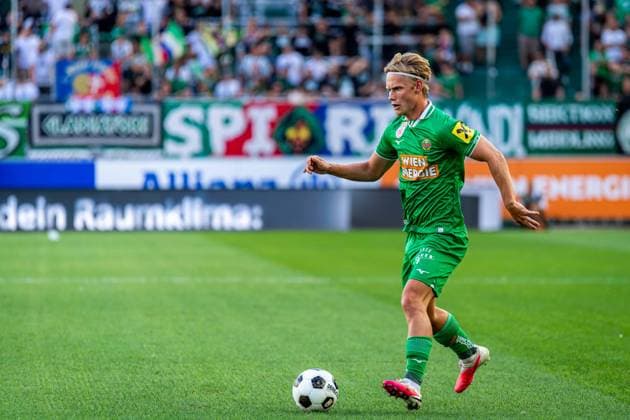 SOCCER - UEFA ECL, Rapid vs Paide VIENNA,AUSTRIA,12.AUG.26 - SOCCER - UEFA Conference League, qualification, SK Rapid Wien vs Paide Linnameeskond. Image shows Tobias Gulliksen (Rapid).  GEPAxpictures xKevinxHackner