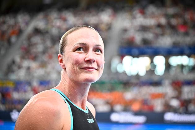 PARIS, FRANKRIKE 20260812 Sarah Sjöström efter att ha vunnit damernas final pa 50 meter fjäril under sim-EM i Paris. ***Bilden ingar i SPORTPAKET. För övriga BETALBILD*** PARIS FRANKRIKE x10430x *** PARIS, FRANCE 20260812 Sarah Sjöström after winning the women’s 50-meter butterfly final at the European Swimming Championships in Paris ***This image is included in the SPORTS PACKAGE; for other images, see PAID CONTENT*** PARIS, FRANCE x10430x  Copyright: xChristinexOlsson TTx SIM-EM 2026 PARIS