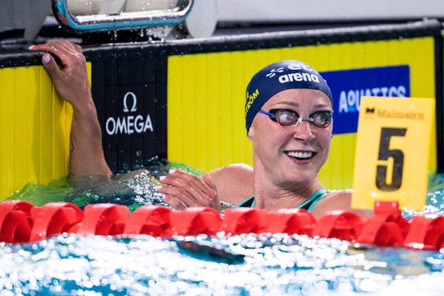 260812 Sarah Sjöström of Sweden reacts after competing in women™s 50 meters butterfly swimming finalduring day 13 of the 2026 European Aquatics Championships on August 12, 2026 in Saint-Denis. Photo: Joel Marklund BILDBYRAN kod JM JM0840 bbeng simning swimming svomming 2026 european aquatics championships em dam Sverige Sweden jubel *** August 12, 2026: Sarah Sjöström of Sweden reacts after competing in the women’s 50-meter butterfly final during Day 13 of the 2026 European Aquatics Championships on August 12, 2026 in Saint-Denis. Photo by Joel Marklund. BILDBYRAN code JM JM0840 bbeng swimming 2026 European Aquatics Championships EM women Sweden celebration  Copyright: JOELxMARKLUND BB260812JM100