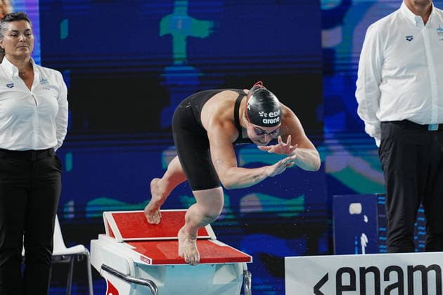Benedetta Pilato bronze medal in the 100-meter breaststroke at the Swimming European Aquatics Championships Paris 2026, Paris, August 12, 2026  Copyright: xGianxMattiaxD Alberto LaPressex