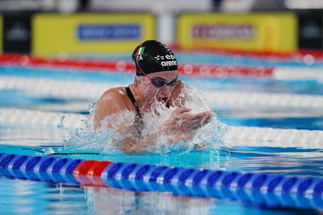 Benedetta Pilato bronze medal in the 100-meter breaststroke at the Swimming European Aquatics Championships Paris 2026, Paris, August 12, 2026  Copyright: xGianxMattiaxD Alberto LaPressex