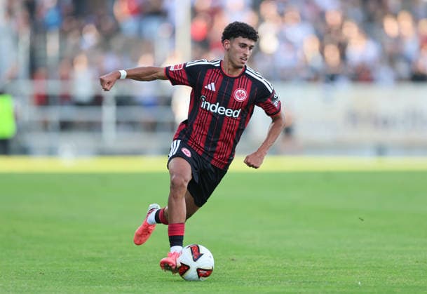 12.08.2026, Fussball Testspiel, FSV Frankfurt - Eintracht Frankfurt, v.l., Ayoube Amaimouni-Echghouyab (Eintracht Frankfurt) DFL DFB REGULATIONS PROHIBIT ANY USE OF PHOTOGRAPHS AS IMAGE SEQUENCES AND OR QUASI-VIDEO. xdcx *** August 12, 2026, Soccer Friendly Match, FSV Frankfurt vs. Eintracht Frankfurt, from left: Ayoube Amaimouni Echghouyab, Eintracht Frankfurt. DFL and DFB regulations prohibit any use of photographs as image sequences and or quasi-video. xdcx Copyright: HMBxMedia Claus