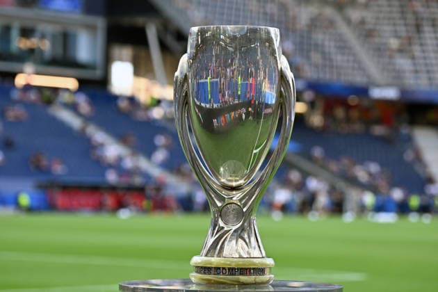Paris Saint-Germain v Aston Villa - UEFA Super Cup SALZBURG, AUSTRIA - AUGUST 12: The UEFA Super Cup trophy is displayed at Salzburg Stadium ahead of the UEFA Super Cup match between Paris Saint-Germain and Aston Villa in Salzburg, Austria, on August 12, 2026. Isa Terli Anadolu Salzburg Austria. Editorial use only. Please get in touch for any other usage.  Copyright: x2026xAnadoluxIsaxTerlix
