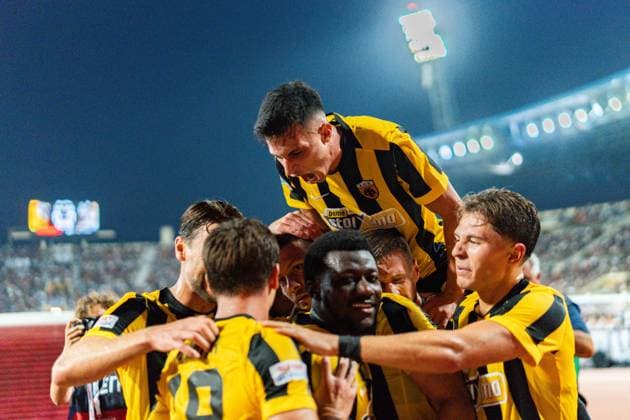 Superbet Supercup Greece, AEK Athen vs. OFI Kreta am 12.08.2026 im Pankritio Stadion in Heraklion Luka Jovic Tor zum 1:0 *** Superbet Super Cup Greece, AEK Athens vs. OFI Crete on August 12, 2026, at Pankritio Stadium in Heraklion; Luka Jovic scores the 1-0 goal Copyright: xBahhoxKarax