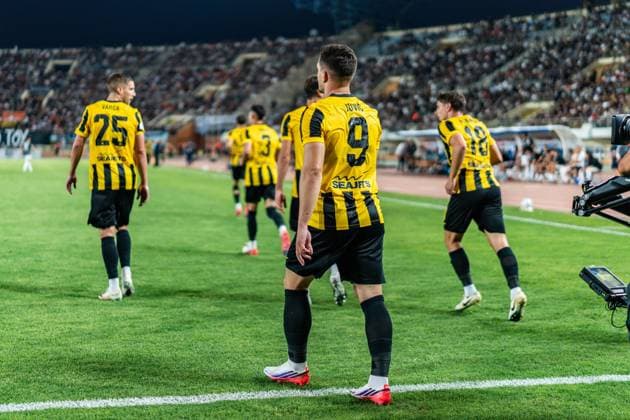 Superbet Supercup Greece, AEK Athen vs. OFI Kreta am 12.08.2026 im Pankritio Stadion in Heraklion Luka Jovic Tor zum 1:0 *** Superbet Super Cup Greece, AEK Athens vs. OFI Crete on August 12, 2026, at Pankritio Stadium in Heraklion; Luka Jovic scores the 1-0 goal Copyright: xBahhoxKarax