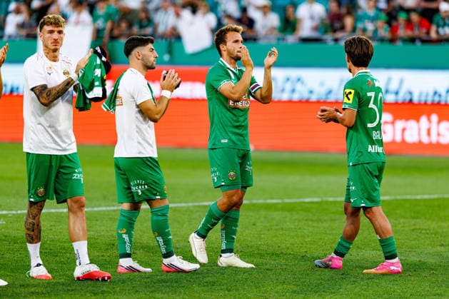 VIENNA, AUSTRIA - 12 AUGUST 2026: Image shows the celebration of SK Rapid Wien during UEFA Conference League 2026 27 Third Qualifying Round, Second Leg: SK Rapid Wien vs Paide Linnameeskond at Weststadion on 12 08 2026 in Vienna, Austria. Austria Copyright: xFröhlichxPascalx