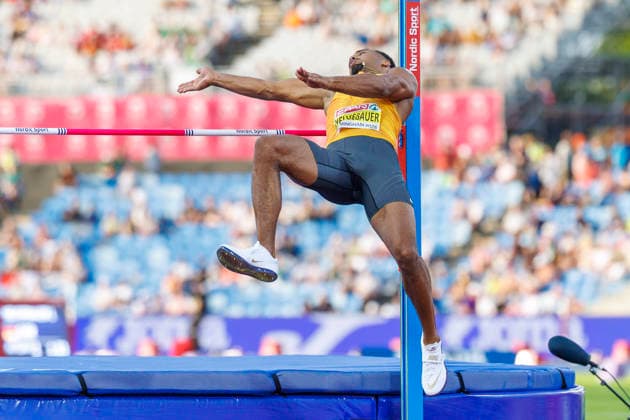 BIRMINGHAM, GREAT BRITAIN - AUGUST 12, 2026: Leo NEUGEBAUER (GER Germany) competing in the high jump of the decathlon during the European Athletics Championships at Alexander Stadium on August 12, 2026 in Birmingham, Great Britain. Great Britain Copyright: xAxelxKohringx