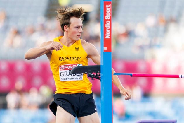 BIRMINGHAM, GREAT BRITAIN - AUGUST 12, 2026: Amadeus GRÄBER (GER Germany) competing in the high jump of the decathlon during the European Athletics Championships at Alexander Stadium on August 12, 2026 in Birmingham, Great Britain. Great Britain Copyright: xAxelxKohringx