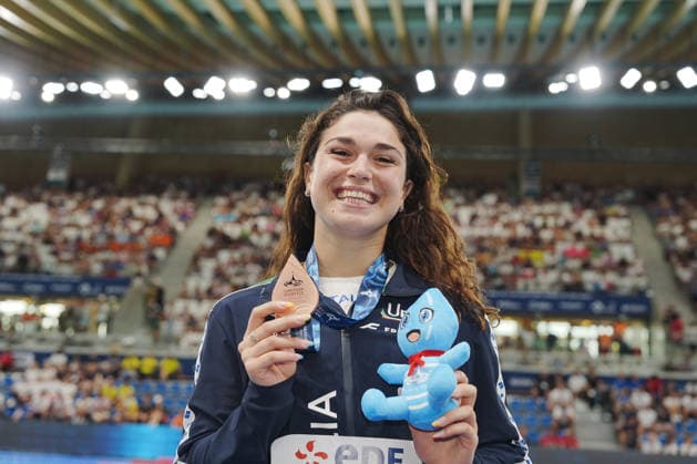 Benedetta Pilato bronze medal in the 100-meter breaststroke at the Swimming European Aquatics Championships Paris 2026, Paris, August 12, 2026  Copyright: xGianxMattiaxD Alberto LaPressex