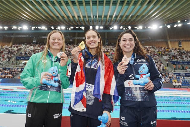 Benedetta Pilato bronze medal in the 100-meter breaststroke at the Swimming European Aquatics Championships Paris 2026, Paris, August 12, 2026  Copyright: xGianxMattiaxD Alberto LaPressex