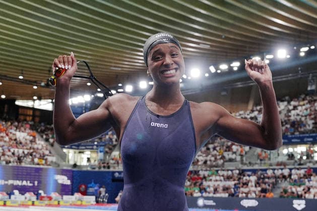Sara Curtis woerld record on 50-meter backstroke the at the Swimming European Aquatics Championships Paris 2026, Paris, August 12, 2026  Copyright: xGianxMattiaxD Alberto LaPressex