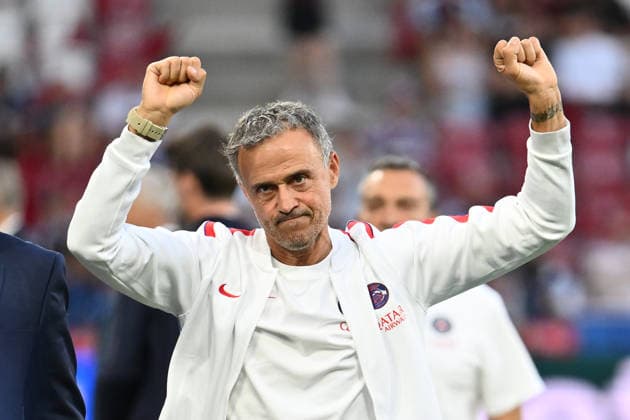 IPA87422737 - Luis Enrique, head coach of Paris Saint-Germain F.C., takes part in the UEFA Super Cup Final between Paris Saint-Germain F.C. and Aston Villa F.C. at the Salzburg Stadium on August 12, 2026, in Salzburg, Austria.  Copyright: xDomenicoxCippitelli IPAxSportx xx 87422737