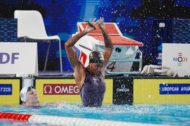 Sara Curtis world record on 50-meter backstroke the at the Swimming European Aquatics Championships Paris 2026, Paris, August 12, 2026  Copyright: xGianxMattiaxD Alberto LaPressex