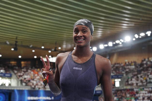 Sara Curtis world record on 50-meter backstroke the at the Swimming European Aquatics Championships Paris 2026, Paris, August 12, 2026  Copyright: xGianxMattiaxD Alberto LaPressex