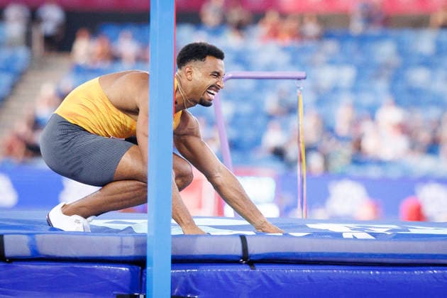 BIRMINGHAM, GREAT BRITAIN - AUGUST 12, 2026: Leo NEUGEBAUER (GER Germany) reacts during the high jump competition of the decathlon during the European Athletics Championships at Alexander Stadium on August 12, 2026 in Birmingham, Great Britain. Great Britain Copyright: xAxelxKohringx