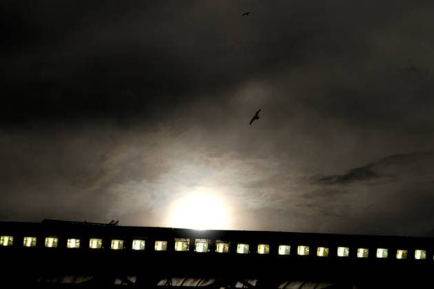 UK: Newcastle United v Everton, English Premier League Friendly at Scottish Gas Murrayfield, Edinburgh, Scotland on 12 August 2026: Pictured: Seagulls fly over the stand as a partial eclipse occurs Edinburgh Scottish Gas Murrayfield Scotland Copyright: xAlexxToddx