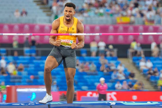 BIRMINGHAM, GREAT BRITAIN - AUGUST 12, 2026 :Leo NEUGEBAUER (GER Germany) competing in the high jump in the decathlon during the European Athletics Championships at Alexander Stadium on August 12, 2026 in Birmingham, Great Britain. Great Britain Copyright: xLeahxKohringx