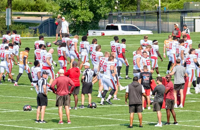 The Tampa Bay Buccaneers participate during a joint practice with the New York Jets during training camp at the Atlantic Health Jets Training Center, Florham Park, New Jersey. CSM Florham Park United States - ZUMAc04_ 20260812_zma_c04_043 Copyright: xDuncanxWilliamsx