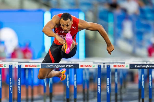BIRMINGHAM, UNITED KINGDOM - AUGUST 12: Jason Joseph of Switzerland competes in the Men s 110m Hurdles during the European Athletics Championships at Alexander Stadium on August 12, 2026 in Birmingham, United Kingdom. England United Kingdom Copyright: xBEAUTIFULxSPORTS TobiasxLacknerx