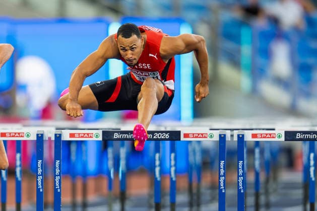 BIRMINGHAM, UNITED KINGDOM - AUGUST 12: Jason Joseph of Switzerland competes in the Men s 110m Hurdles during the European Athletics Championships at Alexander Stadium on August 12, 2026 in Birmingham, United Kingdom. England United Kingdom Copyright: xBEAUTIFULxSPORTS TobiasxLacknerx