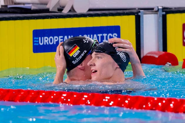 France, Paris, Centre Aquatique Olympique Metropole du Grand Paris, 12.08.2026, European Aquatics Championships, Day 13 - Final Session, Sven Schwarz, Waspo 98 Hannover and Johannes Liebmann, SC Magdeburg, Germany, Photo by Eibner Pressefoto Tino Henschel European Aquatics Championships, Day 13 - Final Session Paris *** France, Paris, Centre Aquatique Olympique Metropole du Grand Paris, August 12, 2026, European Aquatics Championships, Day 13 Final Session, Sven Schwarz, Waspo 98 Hannover and Johannes Liebmann, SC Magdeburg, Germany, Photo by Eibner Pressefoto Tino Henschel European Aquatics Championships, Day 13 Final Session, Paris Copyright: xEibnerxPressefotox