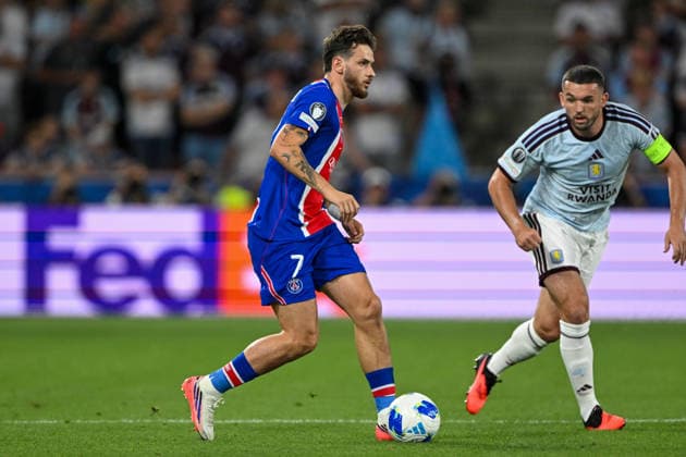 SOCCER - UEFA Super Cup, PSG vs Aston Villa SALZBURG,AUSTRIA,12.AUG.26 - SOCCER - UEFA Super Cup, Paris Saint-Germain vs Aston Villa FC. Image shows Khvicha Kvaratskhelia (PSG).  GEPAxpictures xDanielxSchoenherr