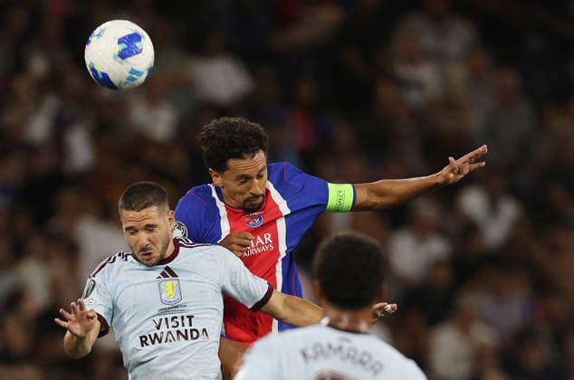 Buendia Emiliano - Marquinhos , PSG-Aston Villa , UEFA Super Cup Finale , , Fußball , in der Red Bull Arena Stadion in Salzburg , Österreich . August 12 , 2026 . Photo by: Davide Elias IPA Photo Pressefoto DENL Copyright: xDavidexEliasx
