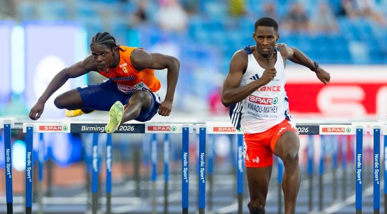 BIRMINGHAM - Matthew Sophia during the 110-meter hurdles qualification on the third day of the European Athletics Championships. IRIS VAN DEN BROEK ANP xVIxANPxSportx xxANPxIVx 565336996 originalFilename: 565336996.jpg