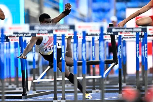 European Athletics Championships Birmingham 2026 - day 3 BIRMINGHAM, ENGLAND - AUGUST 12 : Bacari Elie (BEL) in action during the 110m hurdles on day 3 of the Birmingham 2026 European Athletics Championships on August 12, 2026 in Birmingham, England, 12 08 2026 Birmingham ENGLAND  Copyright: xTomasxSiskx