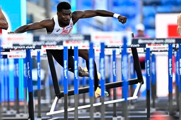 European Athletics Championships Birmingham 2026 - day 3 BIRMINGHAM, ENGLAND - AUGUST 12 : Bacari Elie (BEL) in action during the 110m hurdles on day 3 of the Birmingham 2026 European Athletics Championships on August 12, 2026 in Birmingham, England, 12 08 2026 Birmingham ENGLAND  Copyright: xTomasxSiskx