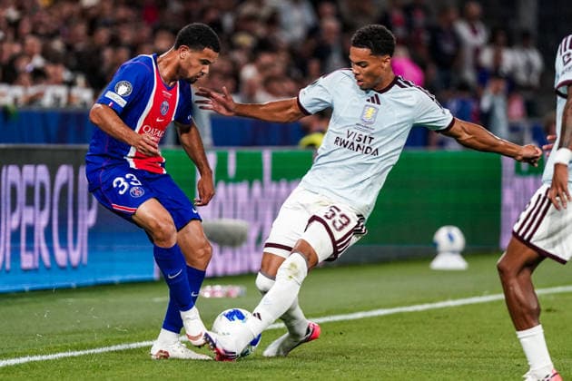 Fussball: Österreich: UEFA Super Cup 2025 2026 - Finale, 12.08.2026 - Paris Saint-Germain (Frankreich) vs. Aston Villa (England) - Stadion Salzburg (Salzburg, Österreich); Warren Zaire-Emery (PSG), George Hemmings (Aston Villa) *** Soccer Austria UEFA Super Cup 2025–2026 Final, August 12, 2026, Paris Saint-Germain (France) vs. Aston Villa (England), Salzburg Stadium, Salzburg, Austria; Warren Zaire Emery (PSG), George Hemmings (Aston Villa) Copyright: xLUKAxKOLANOVICx