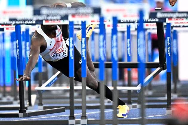 European Athletics Championships Birmingham 2026 - day 3 BIRMINGHAM, ENGLAND - AUGUST 12 : Bacari Elie (BEL) in action during the 110m hurdles on day 3 of the Birmingham 2026 European Athletics Championships on August 12, 2026 in Birmingham, England, 12 08 2026 Birmingham ENGLAND  Copyright: xTomasxSiskx