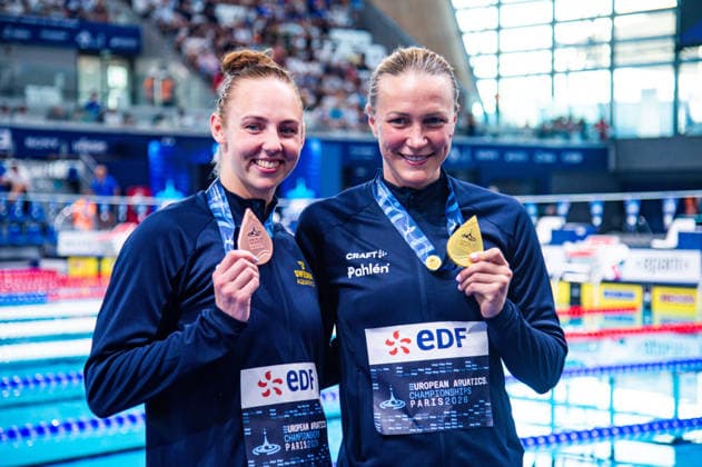 NATATION : Championnat d europe de natation 2026 - PARIS - 12 08 2026 Sarah Sjostrom (SWE) Sara Junevik (SWE) Saint DenisFrance  Copyright: xBaptistexAutissierx