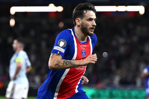 Mg Salisburgo 12 08 2026 - Supercoppa Europea Paris Saint Germain-Aston Villa foto Matteo Gribaudi Image nella foto: esultanza gol Khvicha Kvaratskhelia 
