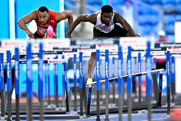 European Athletics Championships Birmingham 2026 - day 3 BIRMINGHAM, ENGLAND - AUGUST 12 : Bacari Elie (BEL) in action during the 110m hurdles on day 3 of the Birmingham 2026 European Athletics Championships on August 12, 2026 in Birmingham, England, 12 08 2026 Birmingham ENGLAND  Copyright: xTomasxSiskx