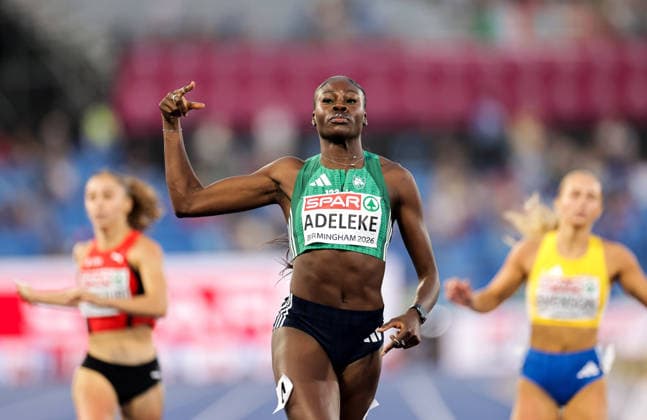 2026 European Athletics Championships, Alexander Stadium, Birmingham, England 12 8 2026 Women™s 200m Semi-Final Ireland™s Rhasidat Adeleke celebrates winning her heat Rhasidat Adeleke celebrates winning her heat 12 8 2026  Copyright: xx 0U6A0228