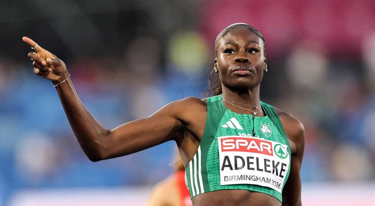 2026 European Athletics Championships, Alexander Stadium, Birmingham, England 12 8 2026 Women™s 200m Semi-Final Ireland™s Rhasidat Adeleke celebrates winning her heat Rhasidat Adeleke celebrates winning her heat 12 8 2026  Copyright: xx 0U6A0229A