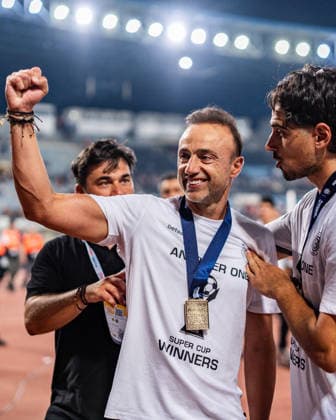 Superbet Supercup Greece, AEK Athen vs. OFI Kreta am 12.08.2026 im Pankritio Stadion in Heraklion Christos Kontis feiert den Supercup Sieg *** Superbet Super Cup Greece: AEK Athens vs. OFI Crete on August 12, 2026, at Pankritio Stadium in Heraklion. Christos Kontis celebrates the Super Cup victory. Copyright: xBahhoxKarax
