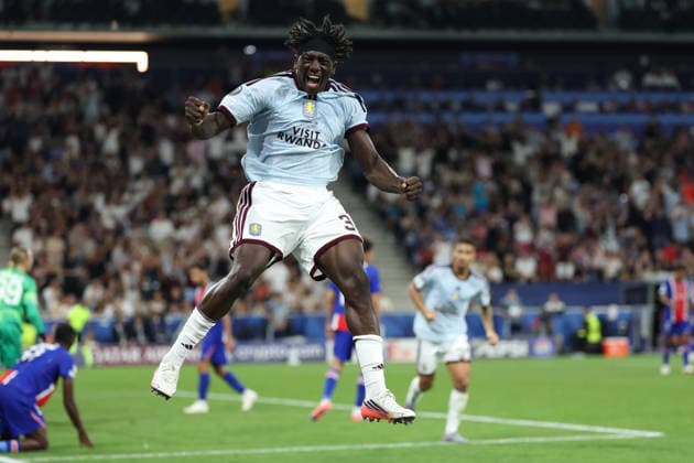 Paris Saint-Germain v Aston Villa FC - UEFA Super Cup 2026 Brian Madjo of Aston Villa celebrates his team s first goal during the 2026 UEFA Super Cup Final match between Paris Saint-Germain and Aston Villa FC at Stadion Salzburg on August 12, 2026 in Salzburg, Austria. Salzburg Stadion Salzburg Salzburg Austria Copyright: xYigitxOermex xPsxImagesxYigitxOermex xPsxImagesx
