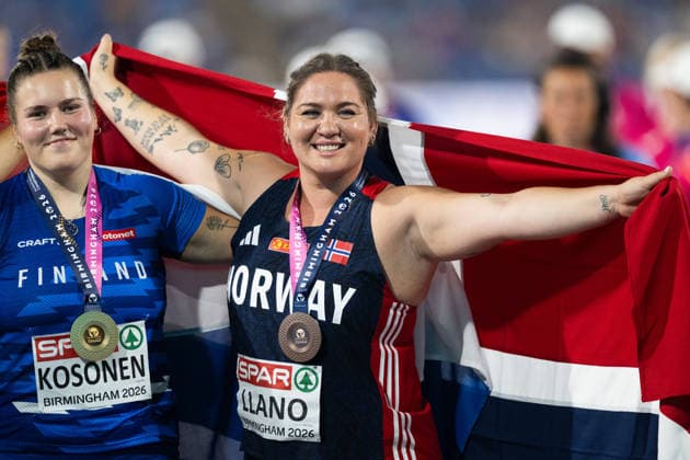 260812 Beatrice Nedberge Llano of Norway celebrates after winning bronze in women™s hammer throw during day 3 of the 2026 European Athletics Championships on August 12, 2026 in Birmingham. Photo: Mathias Bergeld BILDBYRAN kod MB MT1066 friidrott athletics friidrett friidrotts-em em friidretts-em 2026 european athletics championships 3 bbeng celebration jubel *** August 12, 2026: Beatrice Nedberge Llano of Norway celebrates after winning the bronze medal in the women’s hammer throw on Day 3 of the 2026 European Athletics Championships on August 12, 2026 in Birmingham. Photo by Mathias Bergeld. BILDBYRAN code MB MT1066. track and field, athletics, friidrett, friidrotts EM, 2026 European Athletics Championships, 3 BBENG, celebration, jubilation  Copyright: MATHIASxBERGELD BB260812MB123