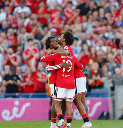 RECORD DATE NOT STATED 12th August 2026; Croke Park, Dublin, Ireland; Friendly Football, Manchester United, ManU versus Leeds United; Joshua Zirkzee of Manchester United scoring a goal in the 16th minute 1 - 0 PeterxFitzpatrick