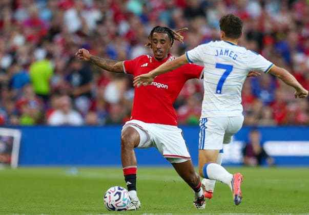Football - 2026 2027 pre-season friendly - Manchester United, ManU vs. Leeds United - Croke Park, Dublin - Wednesday 12th August 2026 Manchester United s Leny Yoro in action against Leeds United s Daniel James 