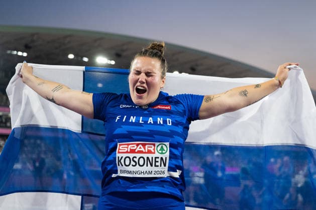 260812 Silja Kosonen of Finland celebrates after winning the final of women™s hammer throw during day 3 of the 2026 European Athletics Championships on August 12, 2026 in Birmingham. Photo: Mathias Bergeld BILDBYRAN kod MB MT1066 friidrott athletics friidrett friidrotts-em em friidretts-em 2026 european athletics championships 3 bbeng celebration jubel *** August 12, 2026: Silja Kosonen of Finland celebrates after winning the women’s hammer throw final on Day 3 of the 2026 European Athletics Championships in Birmingham. 2026 in Birmingham. Photo by Mathias Bergeld, BILDBYRAN, code MB MT1066. track and field, athletics, friidrett, friidrotts EM, 2026 European Athletics Championships, 3, celebration, jubilation  Copyright: MATHIASxBERGELD BB260812MB125