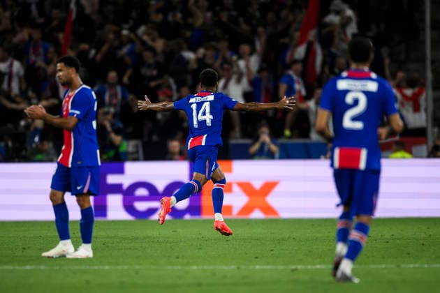 Paris Saint-Germain FC v Aston Villa FC - UEFA Super Cup 2026 Desire Doue of Paris Saint-Germain FC celebrates after scoring a goal during the UEFA Super Cup 2026 football match between Paris Saint-Germain FC and Aston Villa FC. Salzburg Austria Copyright: xNicolòxCampox