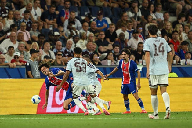 PSG v Aston Villa - UEFA Super Cup SALZBURG, AUSTRIA - AUGUST 12: George Hemming (53) of Aston Villa battles for the ball with opponents during UEFA Super Cup football match between PSG and Aston Villa at Red Bull Arena (Stadion Salzburg) in Salzburg, Austria on August 12, 2026. Harun Ozalp Anadolu Salzburg Austria. Editorial use only. Please get in touch for any other usage.  Copyright: x2026xAnadoluxHarunxOzalpx